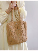 Women’s Retro Artsy Cotton Knitted Bag Shoulder Bag for Boho Everyday Style & Gifts