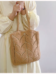 Women’s Retro Artsy Cotton Knitted Bag Shoulder Bag for Boho Everyday Style & Gifts