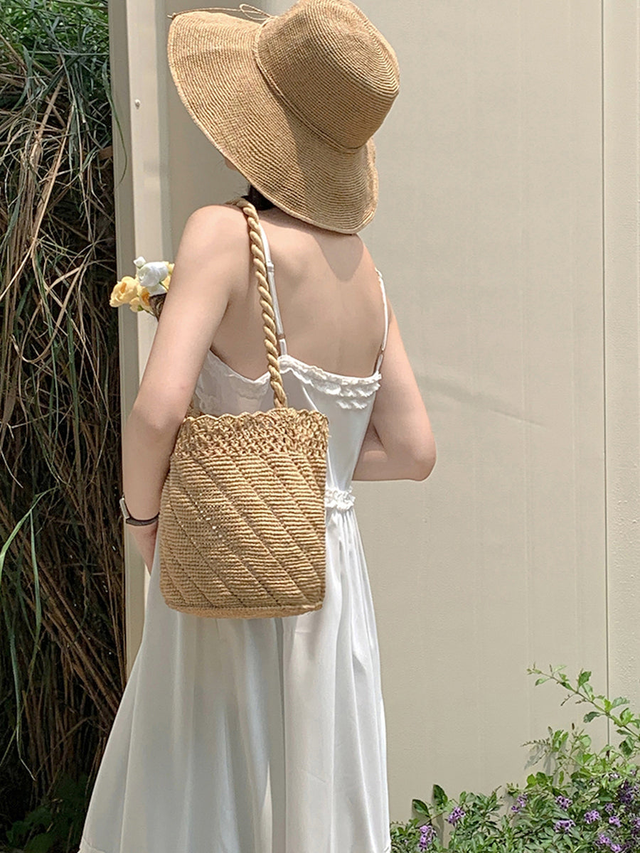 Women’s Summer Raffia Basket Bag for Beach, Vacation & Summer Outfits
