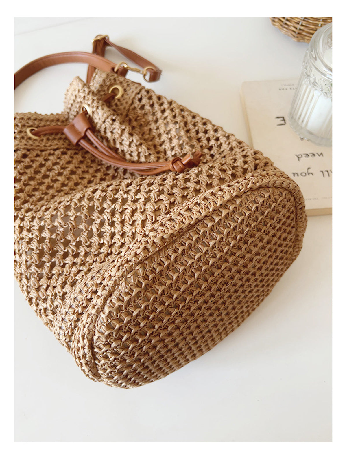 Women’s Straw Bucket Shoulder Bag Summer Crossbody Bag for Beach, Vacation & Summer Outfits
