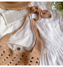 Women’s Crochet Cotton Bucket Shoulder Bag for Boho Everyday Style & Gifts