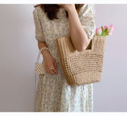 Women’s Straw Basket Summer Tote Bag for Beach, Vacation & Summer Outfits