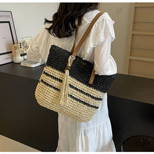Damen Strohgewebte Sommer-Strandtasche für Strand, Urlaub & Sommer-Outfits