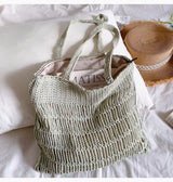 Women’s Retro Cotton Knitted Shoulder Bag Casual Tote Bag for Boho Everyday Style & Gifts