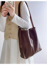 Women’s Simple Leather Tote Bag for Everyday City Outfits
