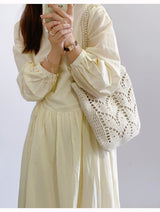 Women’s Retro Artsy Cotton Knitted Bag Shoulder Bag for Boho Everyday Style & Gifts
