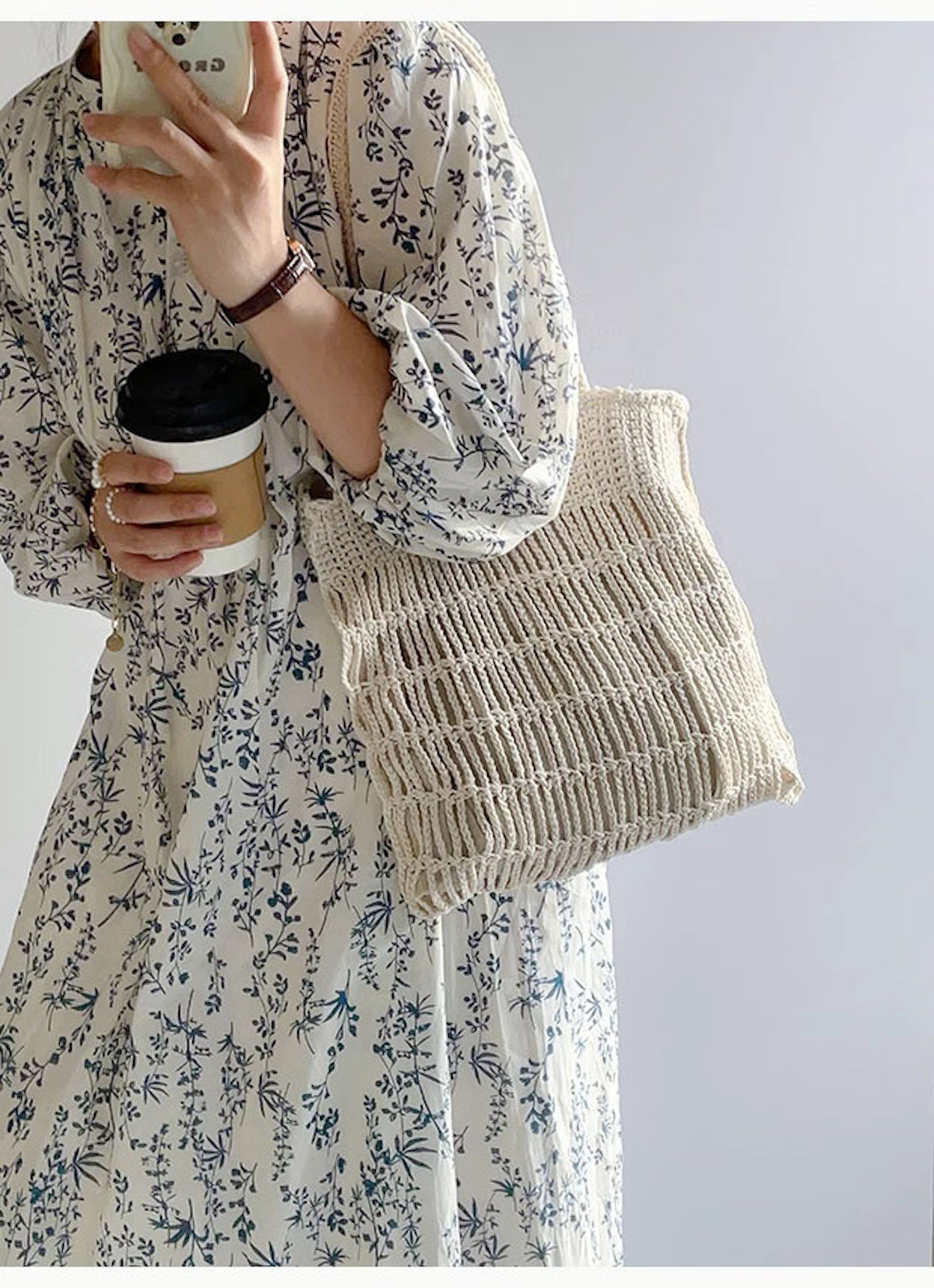 Women’s Retro Cotton Knitted Shoulder Bag Casual Tote Bag for Boho Everyday Style & Gifts