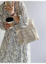 Women’s Retro Cotton Knitted Shoulder Bag Casual Tote Bag for Boho Everyday Style & Gifts