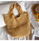 Women’s Retro Cotton Knitted Tote Bag for Boho Everyday Style & Gifts