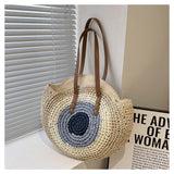 Women’s Boho Round Beach Straw Tote for Beach, Vacation & Summer Outfits