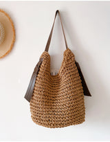 Women’s Simple Straw Woven Shoulder Bag for Beach, Vacation & Summer Outfits