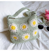 Women’s Handmade Crochet Floral Square Shoulder Bag Purse for Boho Everyday Style & Gifts