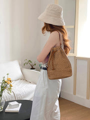 Women’s Straw Bucket Shoulder Bag Summer Crossbody Bag for Beach, Vacation & Summer Outfits