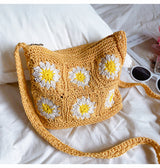 Women’s Handmade Crochet Floral Square Shoulder Bag Purse for Boho Everyday Style & Gifts