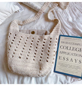 Women’s Crochet Cotton Bucket Shoulder Bag for Boho Everyday Style & Gifts