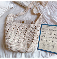 Women’s Crochet Cotton Bucket Shoulder Bag for Boho Everyday Style & Gifts