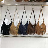 Women’s Soft Leather Soft Suede Shoulder Bag with Tassel for Everyday City Outfits