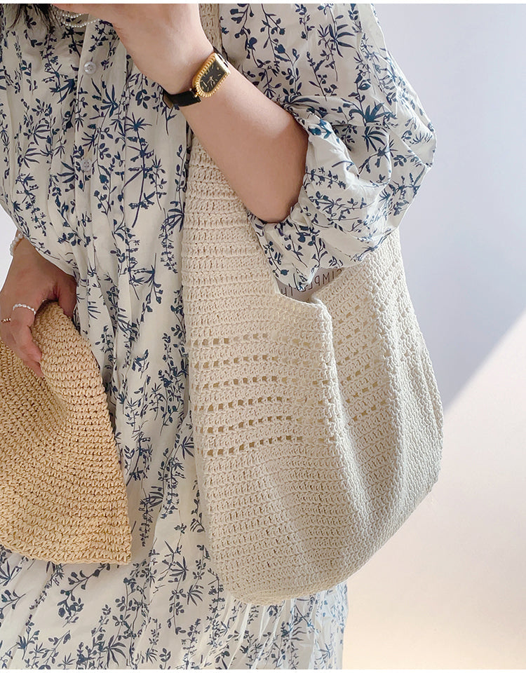 Women’s Retro Cotton Knitted Shoulder Bag for Boho Everyday Style & Gifts