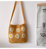 Women’s Handmade Crochet Floral Square Shoulder Bag Purse for Boho Everyday Style & Gifts