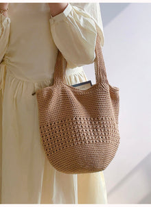 Women’s Crochet Cotton Bucket Bag for Boho Everyday Style & Gifts