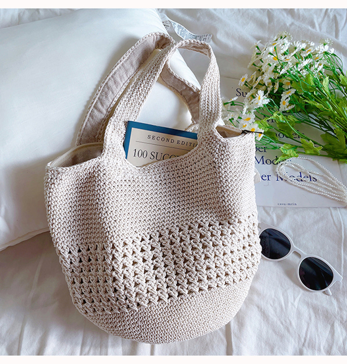 Women’s Crochet Cotton Bucket Bag for Boho Everyday Style & Gifts