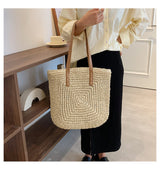 Women’s Patterned Straw Woven Tote Bag for Beach, Vacation & Summer Outfits