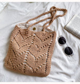 Women’s Retro Artsy Cotton Knitted Bag Shoulder Bag for Boho Everyday Style & Gifts