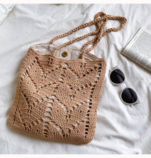 Women’s Retro Artsy Cotton Knitted Bag Shoulder Bag for Boho Everyday Style & Gifts