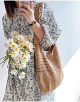 Women’s Retro Cotton Knitted Shoulder Bag for Boho Everyday Style & Gifts