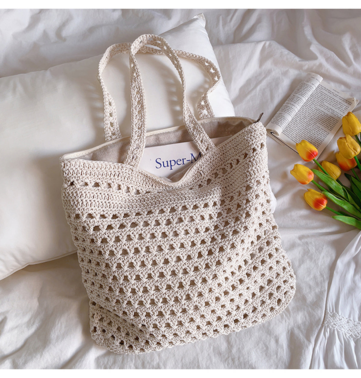 Women’s Handmade Crochet Retro Style Tote Bag for Boho Everyday Style & Gifts