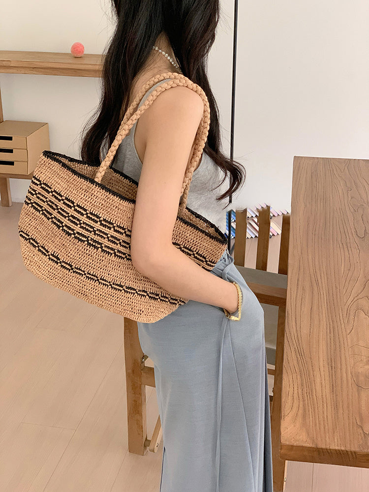 Women’s Everyday Small Raffia Straw Handbag Tote Bag for Beach, Vacation & Summer Outfits