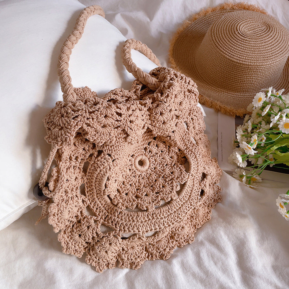 Damen Häkel-Baumwoll-Boho-Strick-Umhängetasche Umhängetasche für Boho-Alltagsstil & Geschenke
