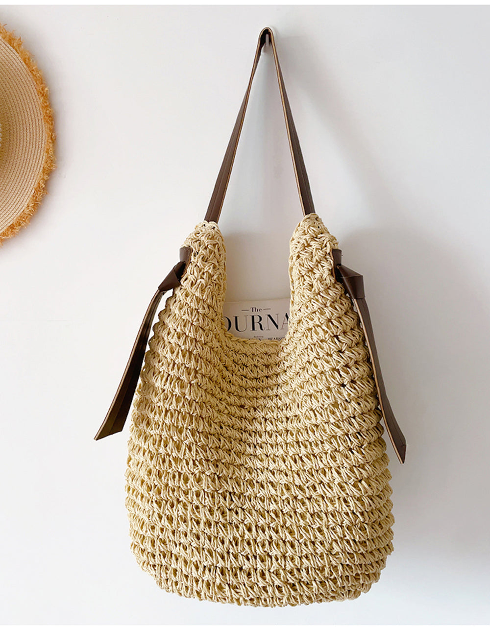Women’s Simple Straw Woven Shoulder Bag for Beach, Vacation & Summer Outfits