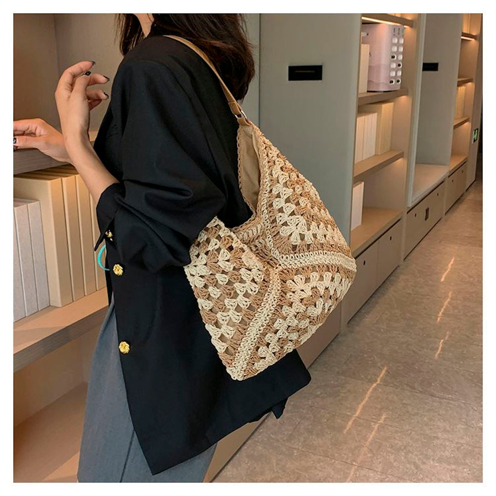 Women’s Straw Woven Shoulder Bag Tote Bag for Beach, Vacation & Summer Outfits