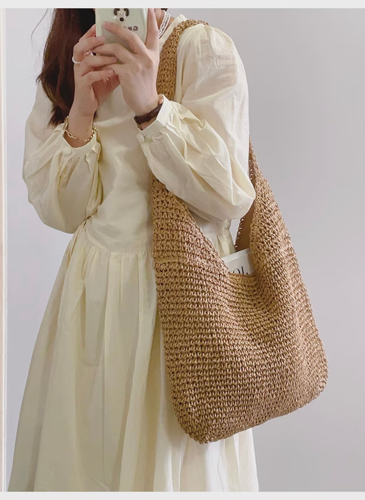Women’s Simple Straw Woven Shoulder Bag for Beach, Vacation & Summer Outfits