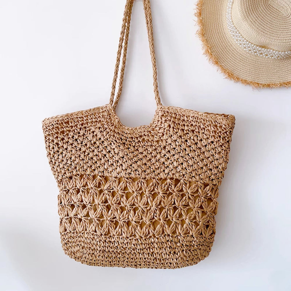 Women’s Large Straw Woven Tote Bag for Beach, Vacation & Summer Outfits