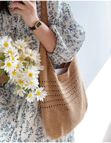 Women’s Retro Cotton Knitted Shoulder Bag for Boho Everyday Style & Gifts