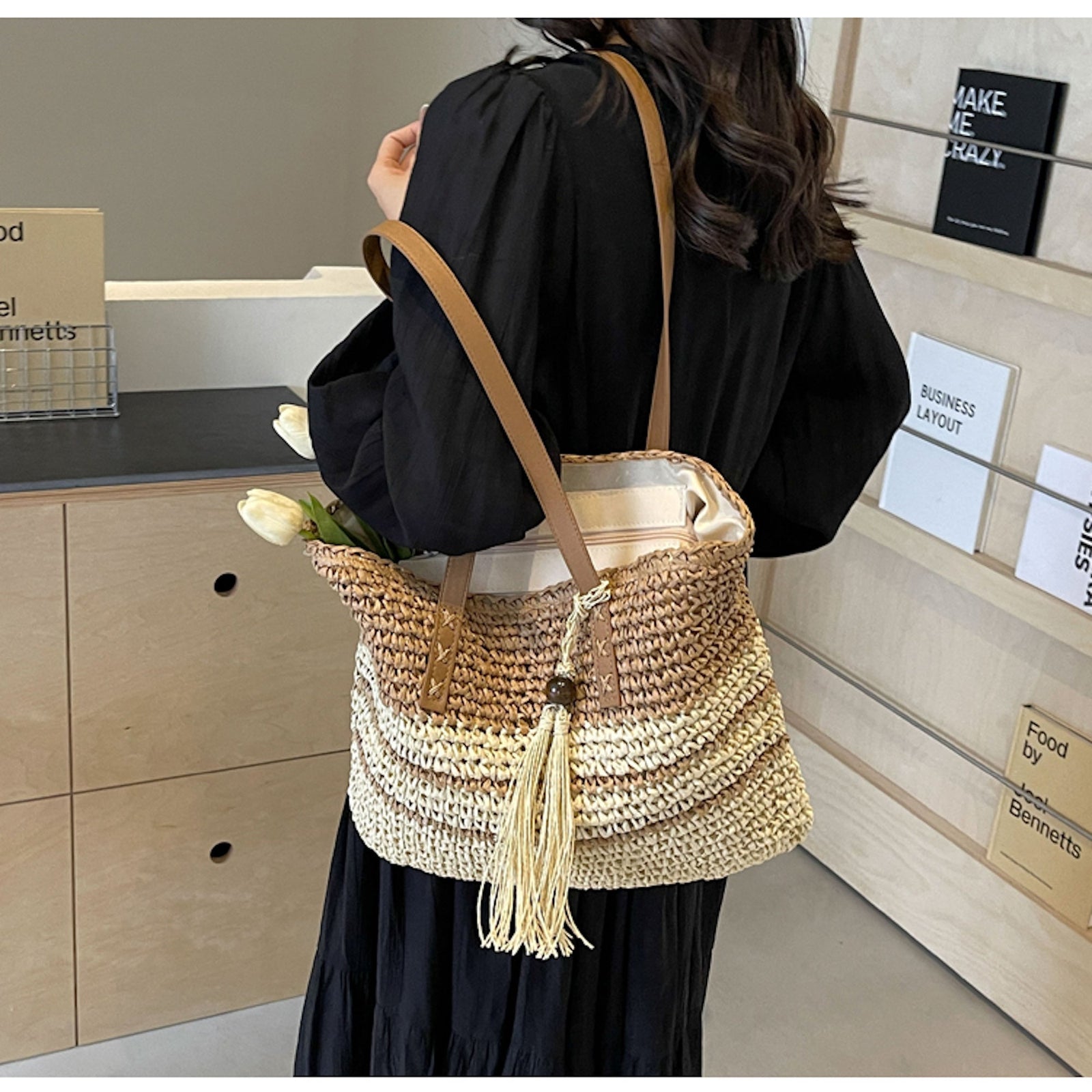 Women’s Straw Woven Summer Beach Tote for Beach, Vacation & Summer Outfits