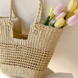 Women’s Straw Basket Summer Tote Bag for Beach, Vacation & Summer Outfits