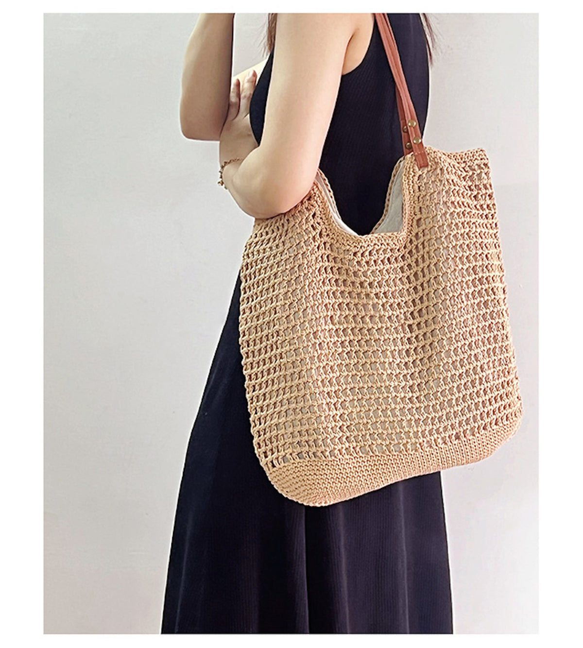 Women’s Oversized Cotton Knitted Shoulder Bag for Boho Everyday Style & Gifts