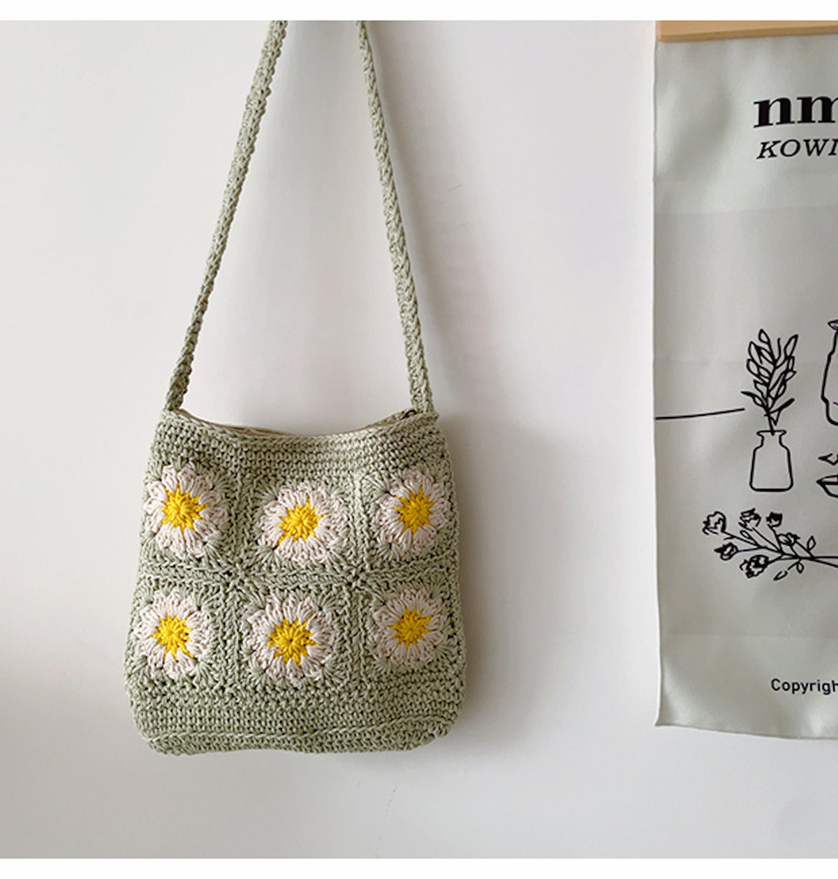 Women’s Handmade Crochet Floral Square Shoulder Bag Purse for Boho Everyday Style & Gifts