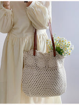 Women’s Floral Design Cotton Knitted Shoulder Bag for Boho Everyday Style & Gifts