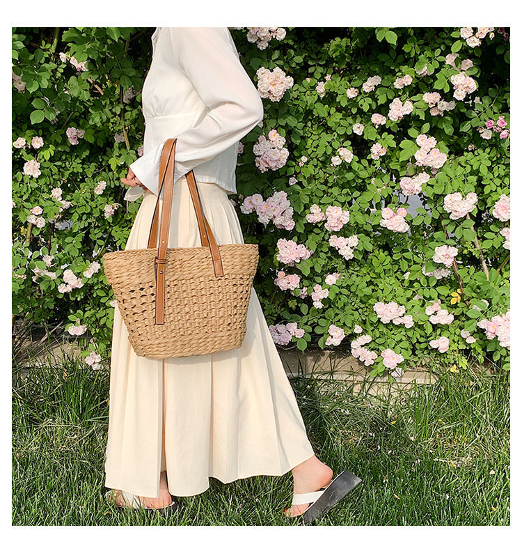 Women’s Straw Basket Tote Bag for Beach, Vacation & Summer Outfits