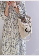 Women’s Cotton Knit Smiley Face Shoulder Bag Purse for Boho Everyday Style & Gifts