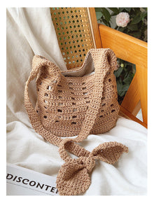 Women’s Crochet Cotton Bucket Shoulder Bag for Boho Everyday Style & Gifts