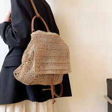 Women’s Straw Backpack with Leather Strap Tote Bag for Beach, Vacation & Summer Outfits