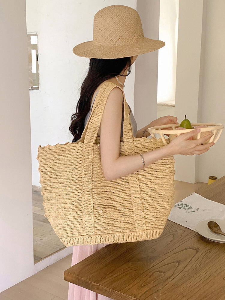 Women’s Soft Raffia Woven Summer Straw Shoulder Bag Tote Bag for Beach, Vacation & Summer Outfits