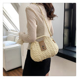 Women’s Straw Shell Shape Crossbody Bag for Beach, Vacation & Summer Outfits