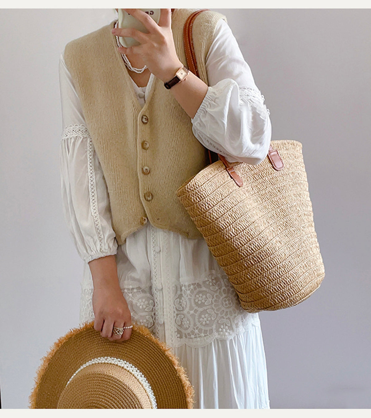 Women’s Straw Summer Basket Tote Bag for Beach, Vacation & Summer Outfits
