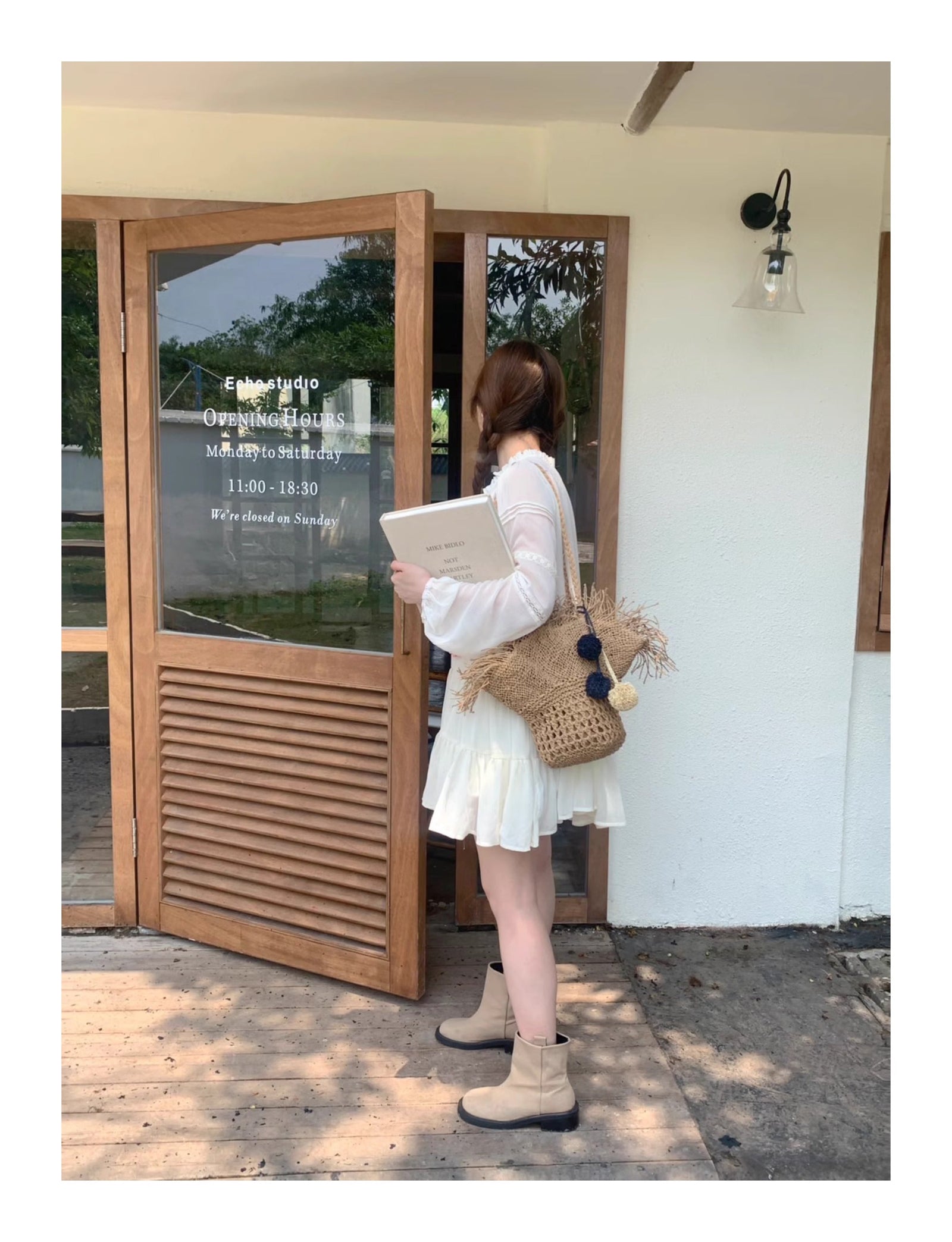 Women’s Straw Woven Basket Shape Tote with Pom Pom for Beach, Vacation & Summer Outfits